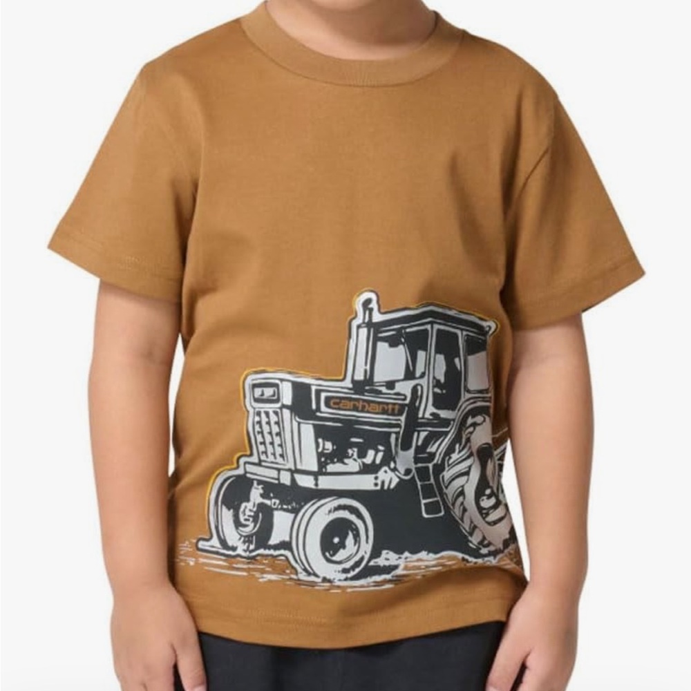 Carhartt Brown Tractor Graphic Tee with Black & Cream Print